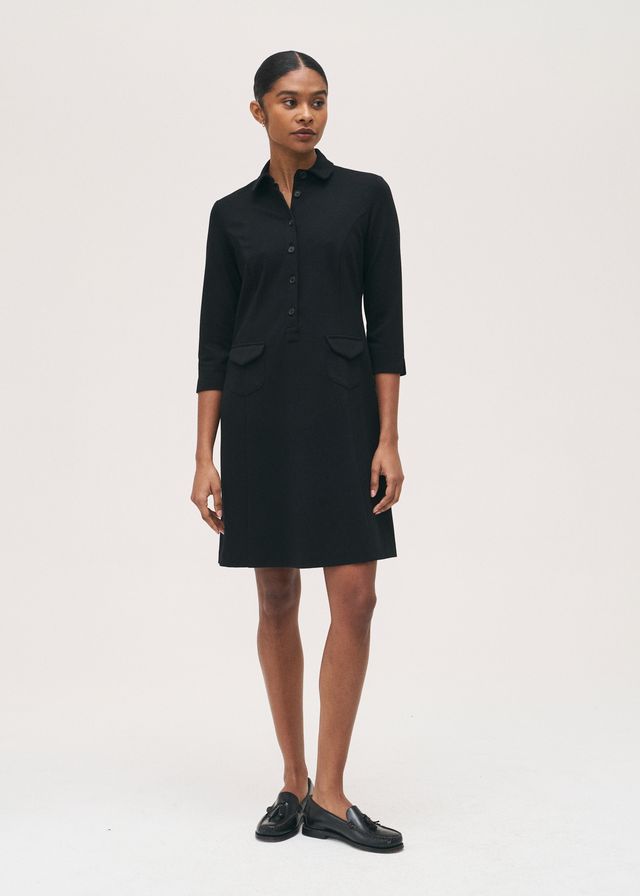 Rosso35 Navy Jersey Shift Dress with Collar
