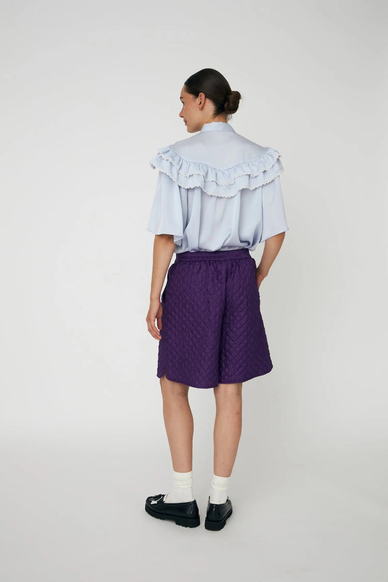 Stella Nova Loose Blouse with Frills - Dust Blue
