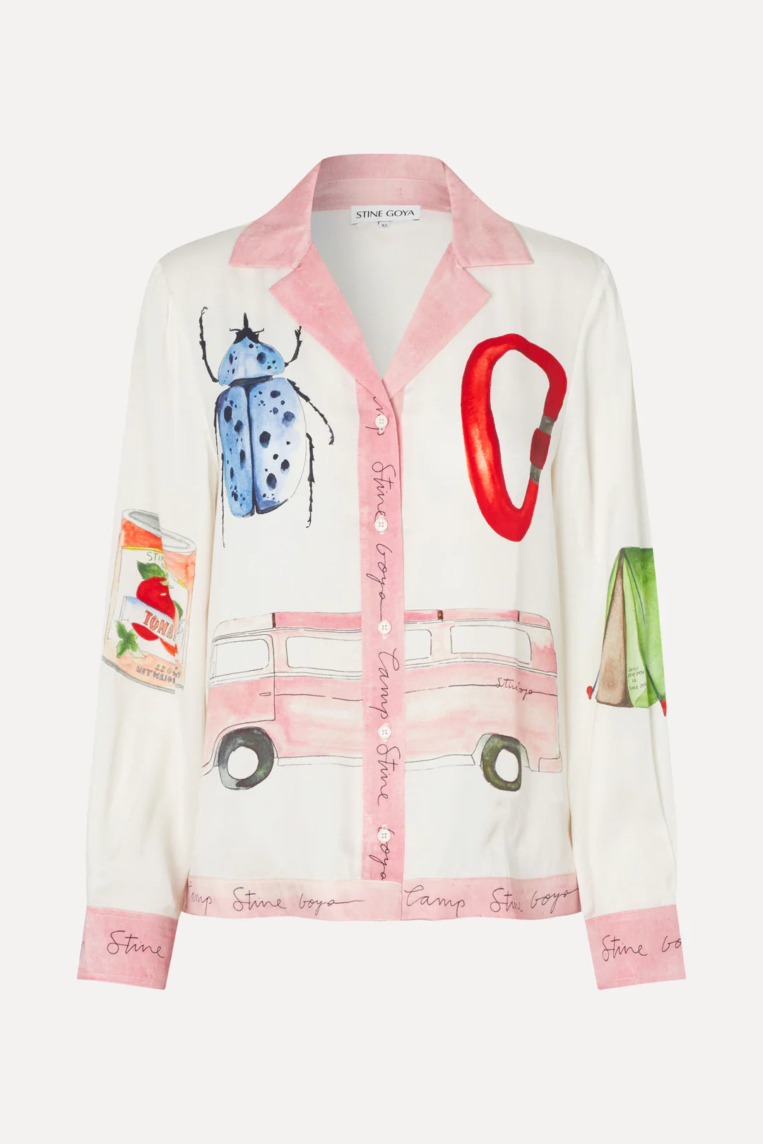 Stine Goya Loose Long Sleeve White Shirt With Print