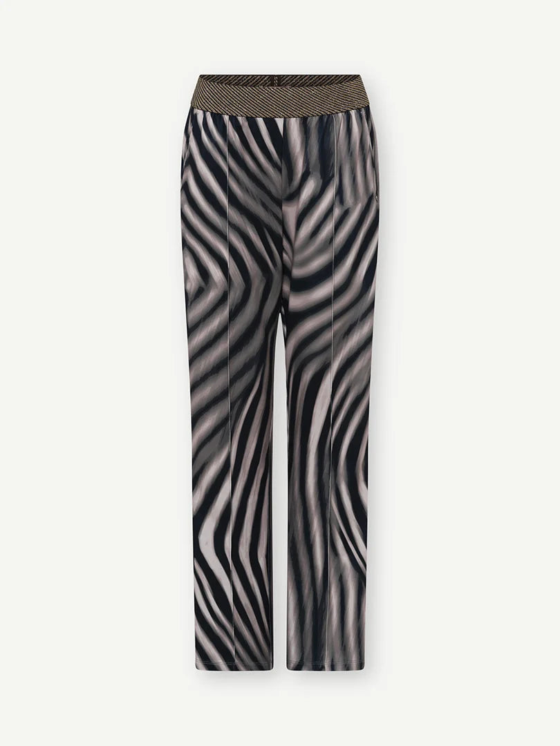 Marisa Jersey Pants Black & Beige Leopard Print