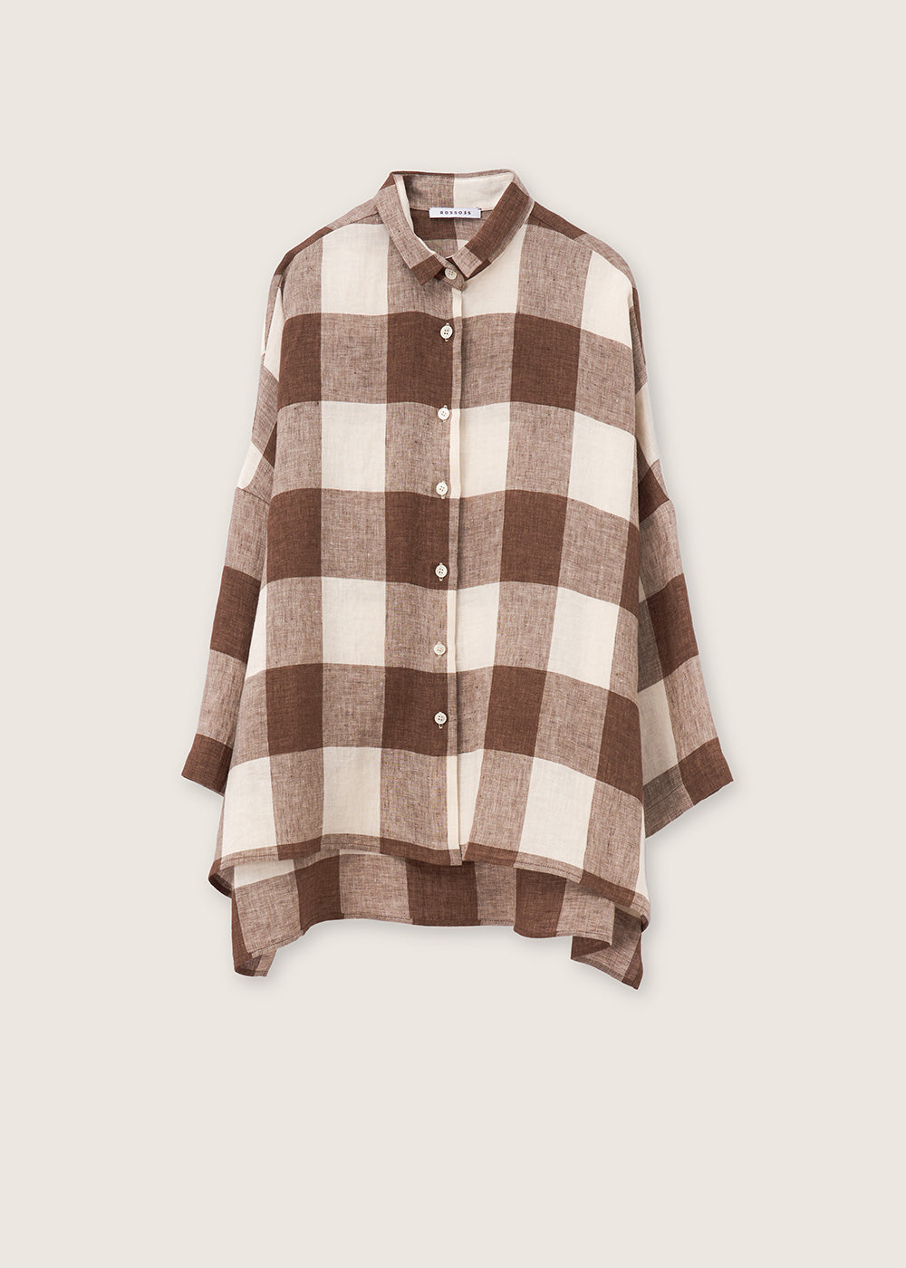Rosso35 Brown and Cream Giant Gingham Relaxed Shirt