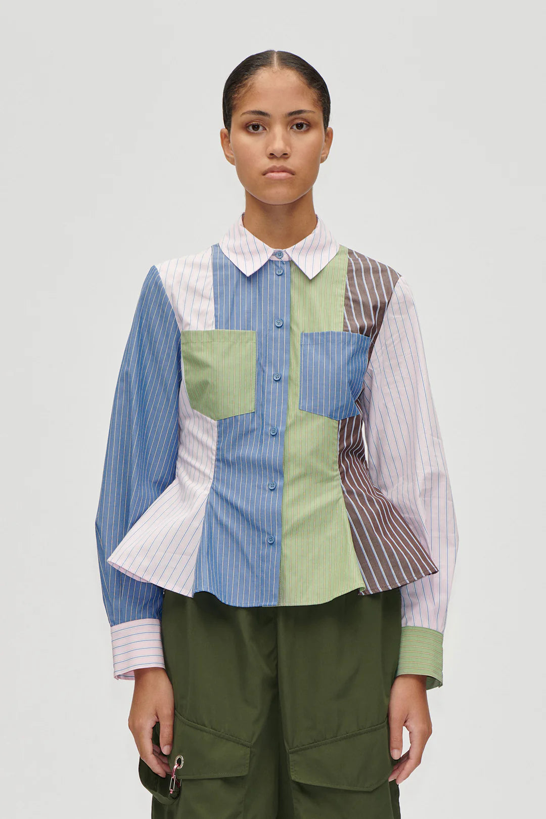 Stine Goya Peplum Stripped Shirt