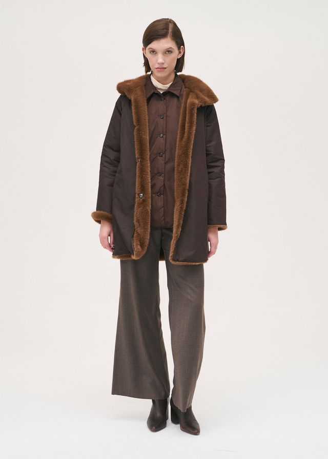 Rosso35 Hazelnut Faux Fur Reversible Coat