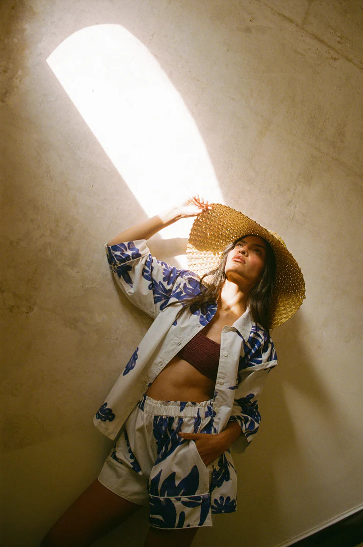 Moon And Mellow Jardin Blue Shorts