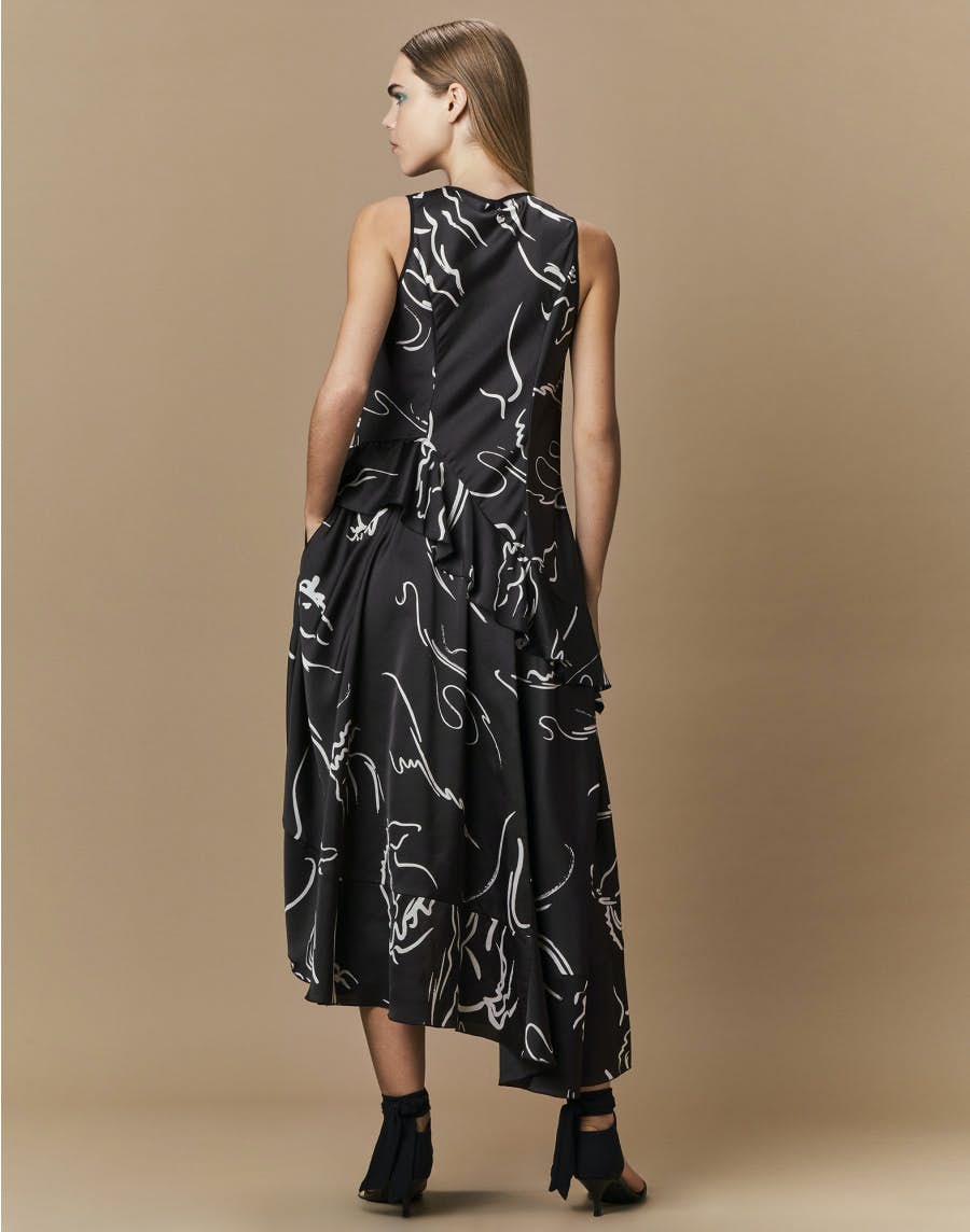 Swathe Black Dress in Equestrain Print