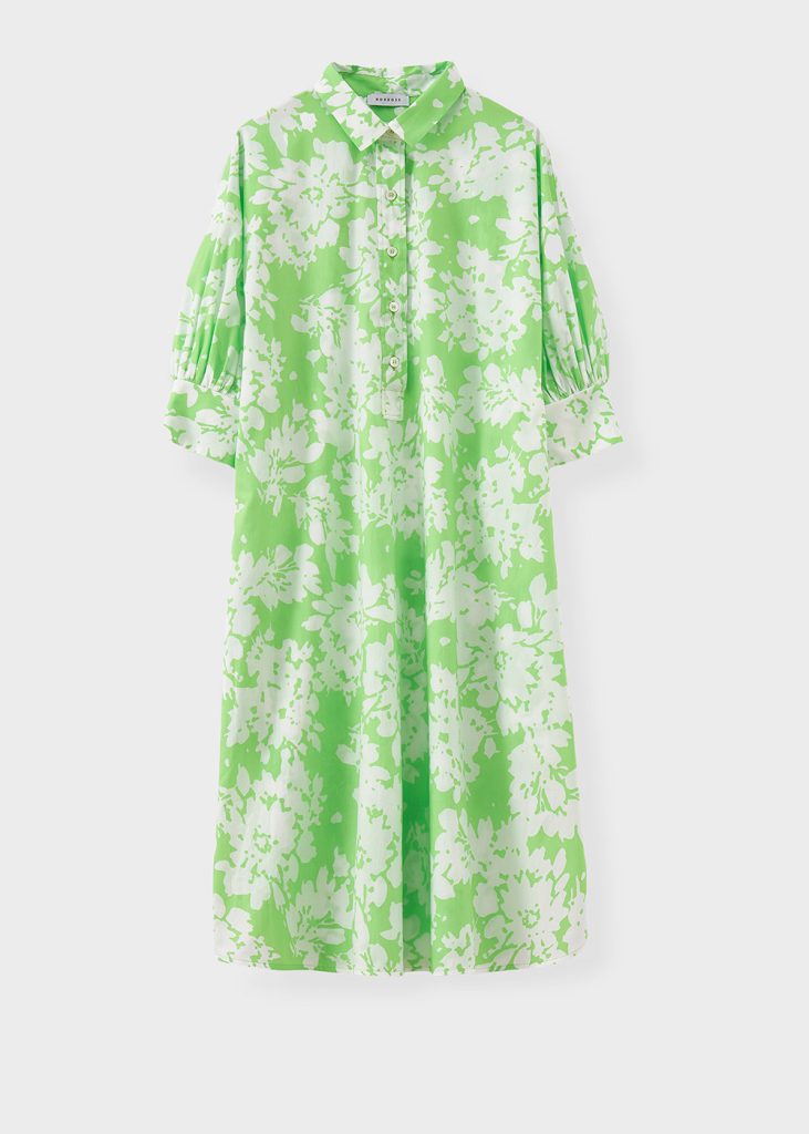 Apple Green Floral Green Short Shirt Dress