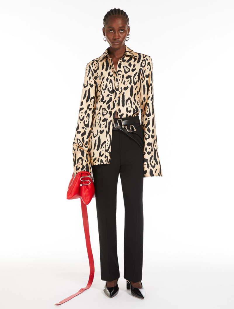 Armond Silk Shirt Buttermilk & Black