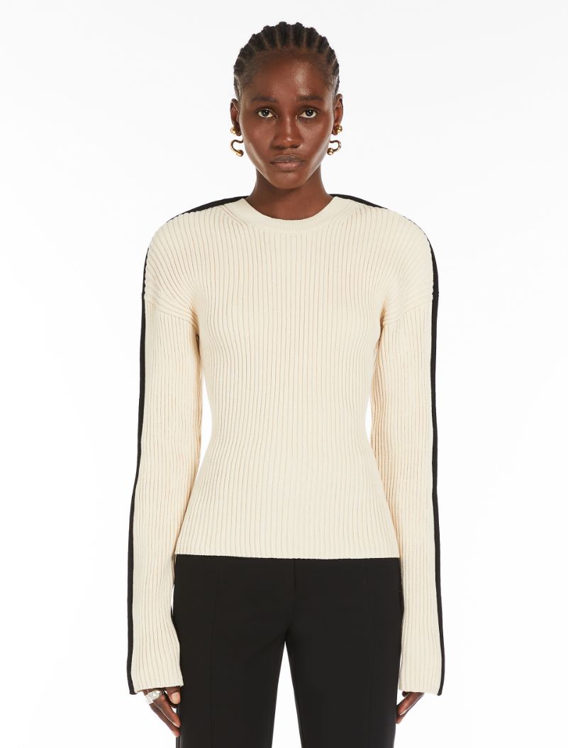Boemia Cream Rib Knit With Black Stripe Jumper