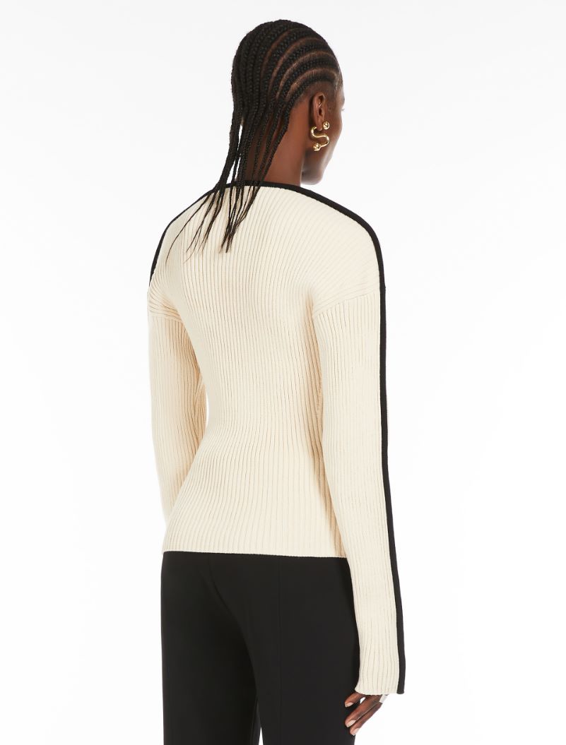 Boemia Cream Rib Knit With Black Stripe Jumper