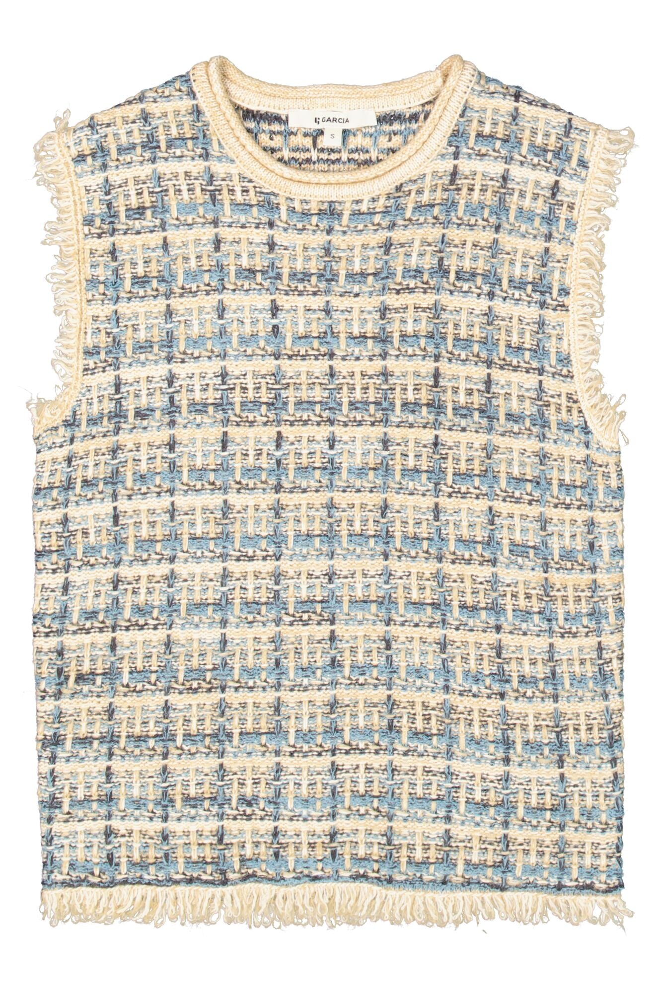 Garcia Sleeveless Baby Blue Check Knit Top