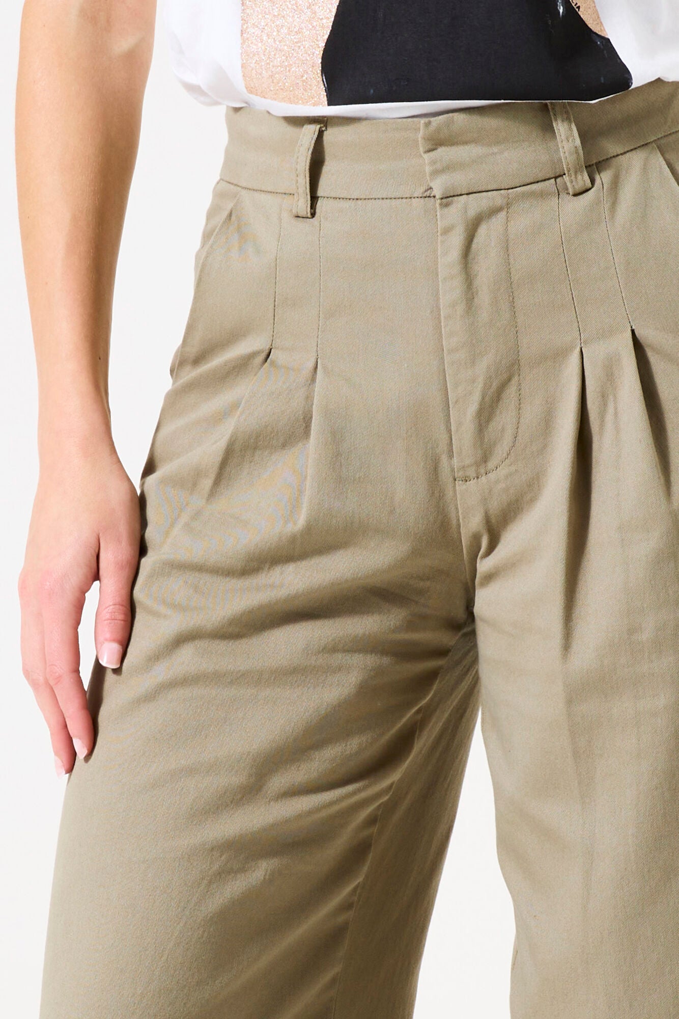 Garcia Green Cotton Wide Leg Trousers