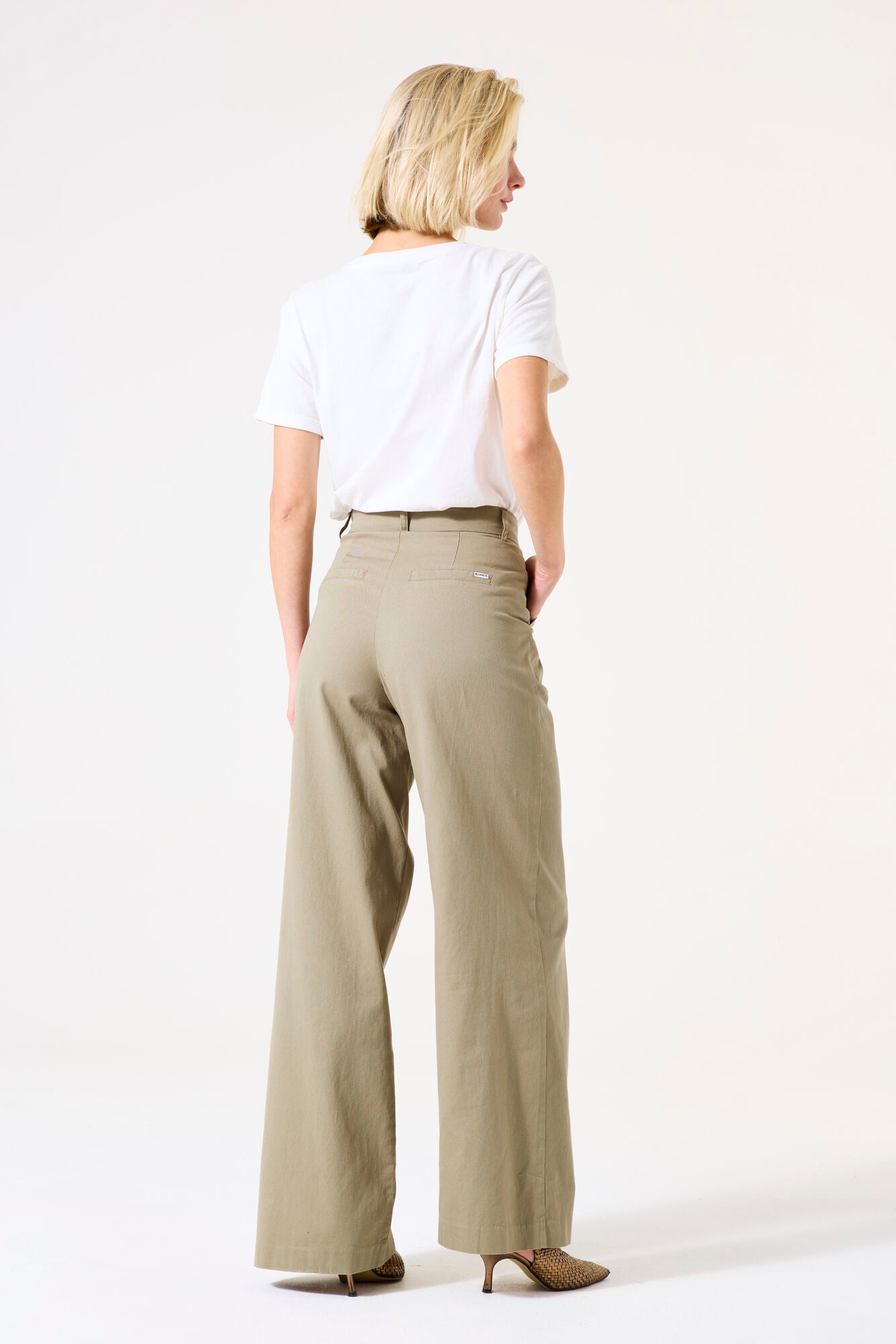 Garcia Green Cotton Wide Leg Trousers