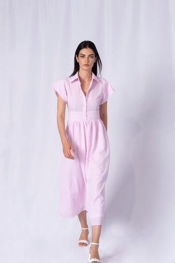 Gaufre Dorine Long Pink Dress