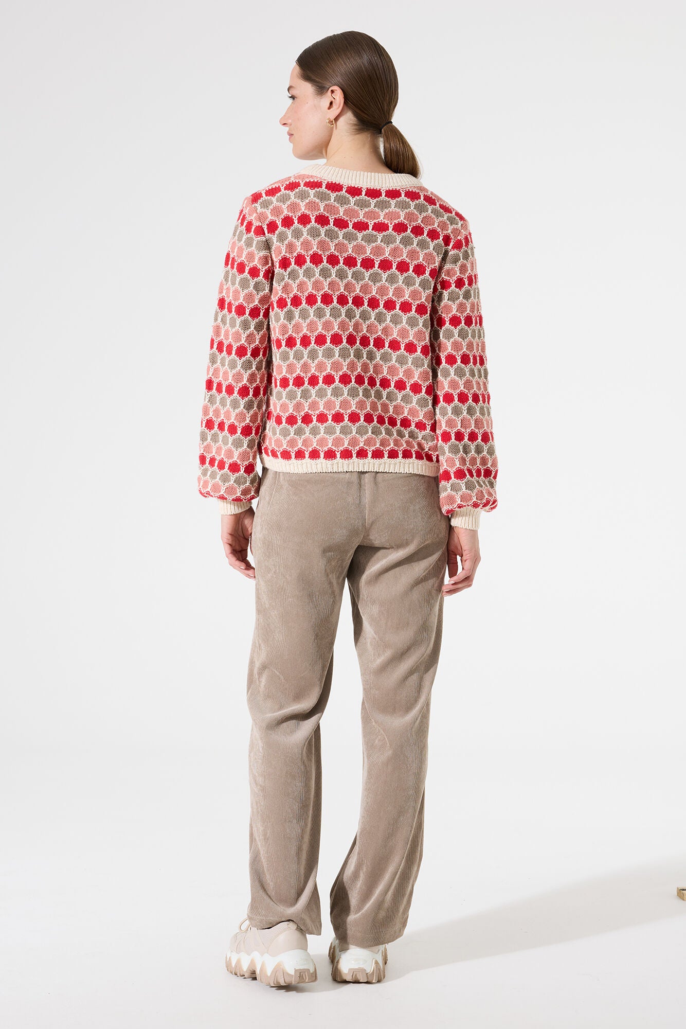 Garcia Whitecap Knit Jumper in Red, Pink and Taupe