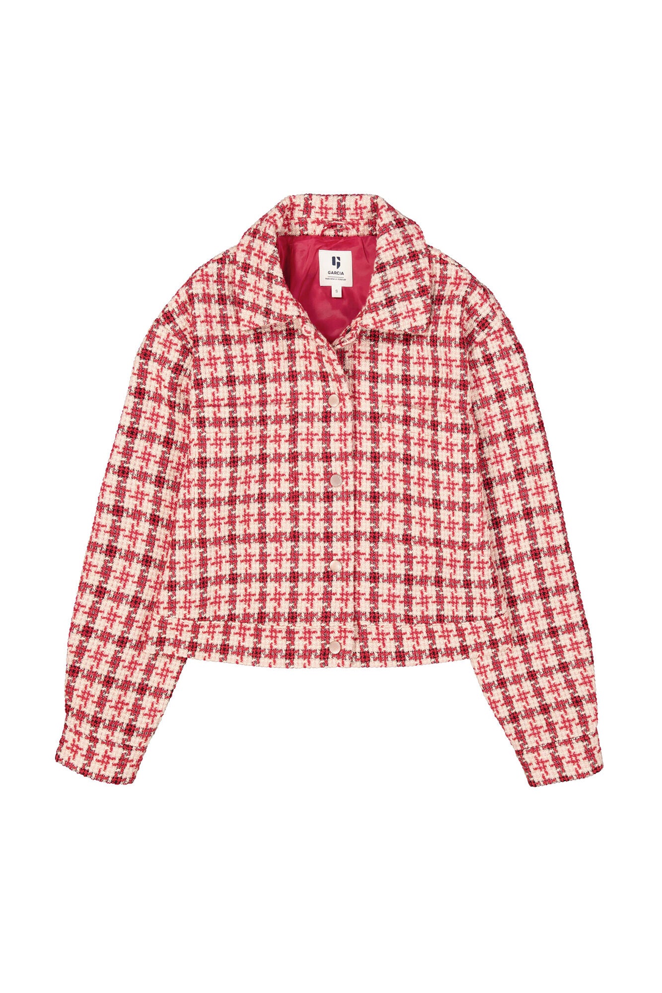 Garcia Houndstooth Red and Pink Short Red Jacket