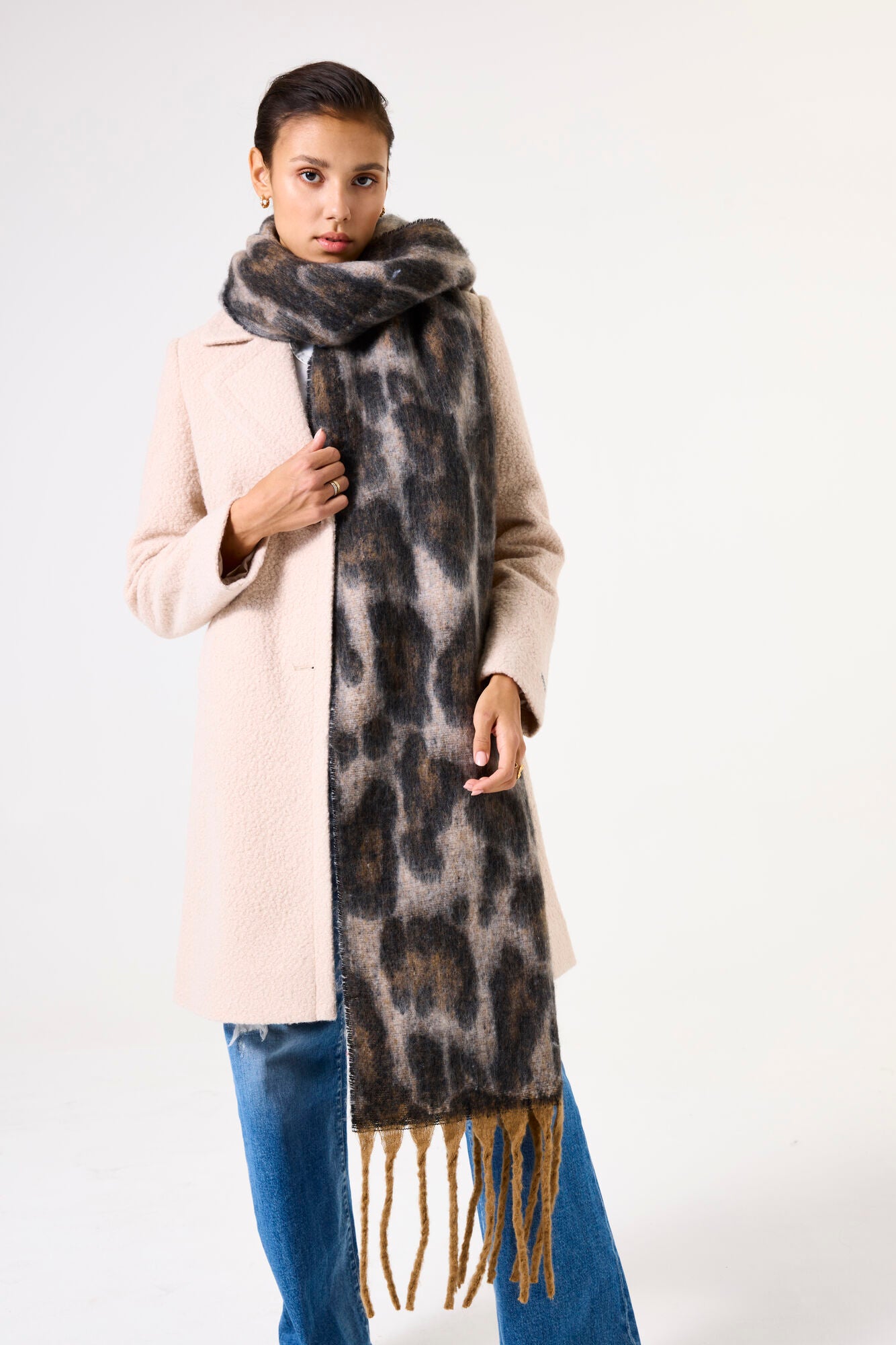 Garcia Almond Over sized Leopard Print Scarf
