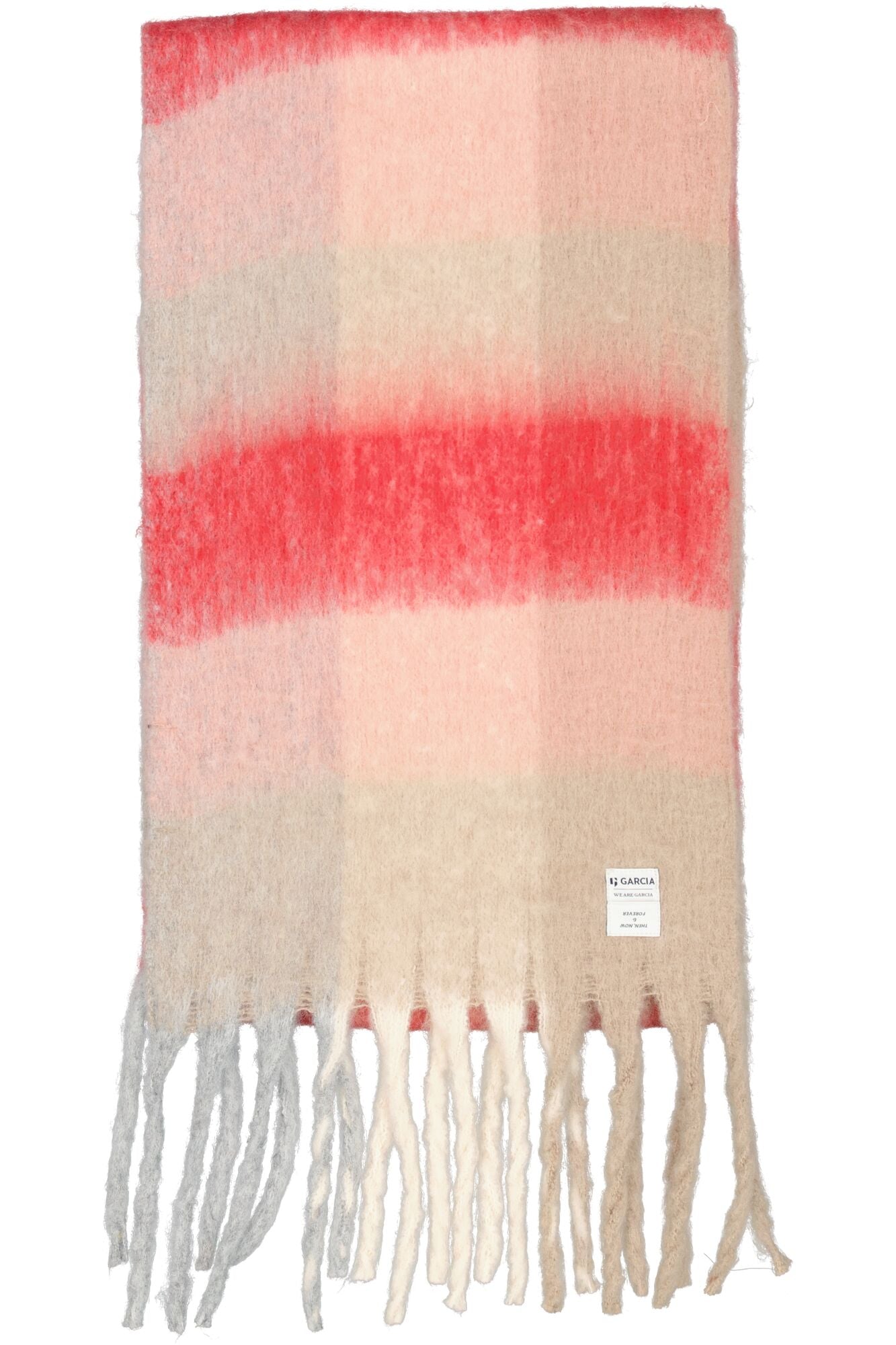 Garcia oversized Red and Pink Check Scarf