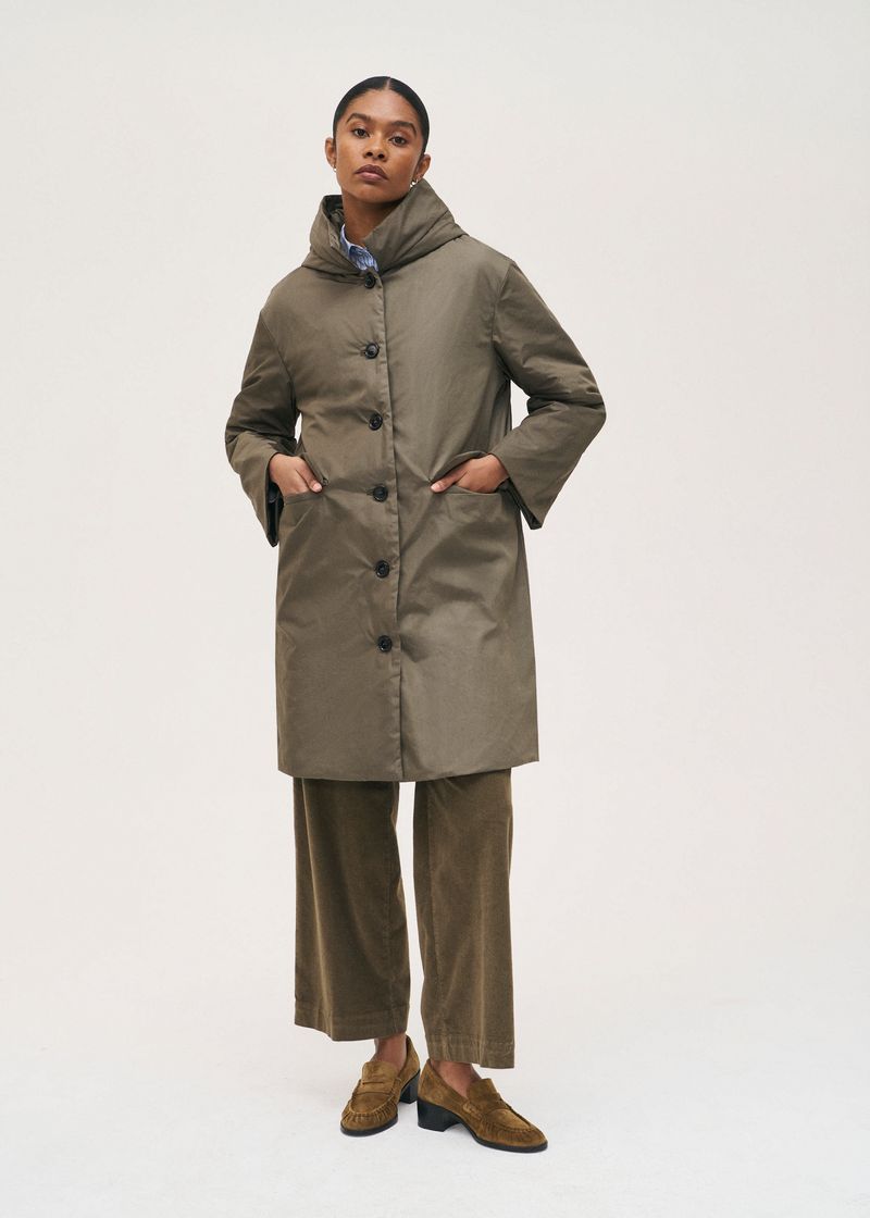 Rosso35 Army Green Quilted Coat with Hood
