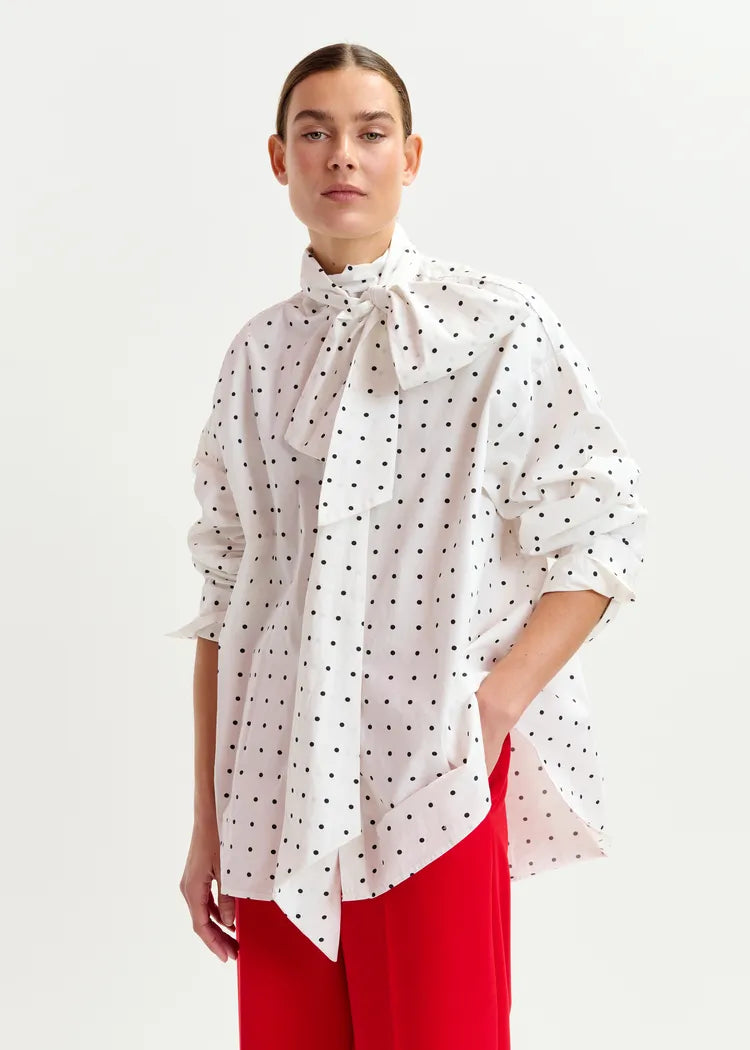 Essentiel Antwerp Pussy-Bow Polka Dot Shirt
