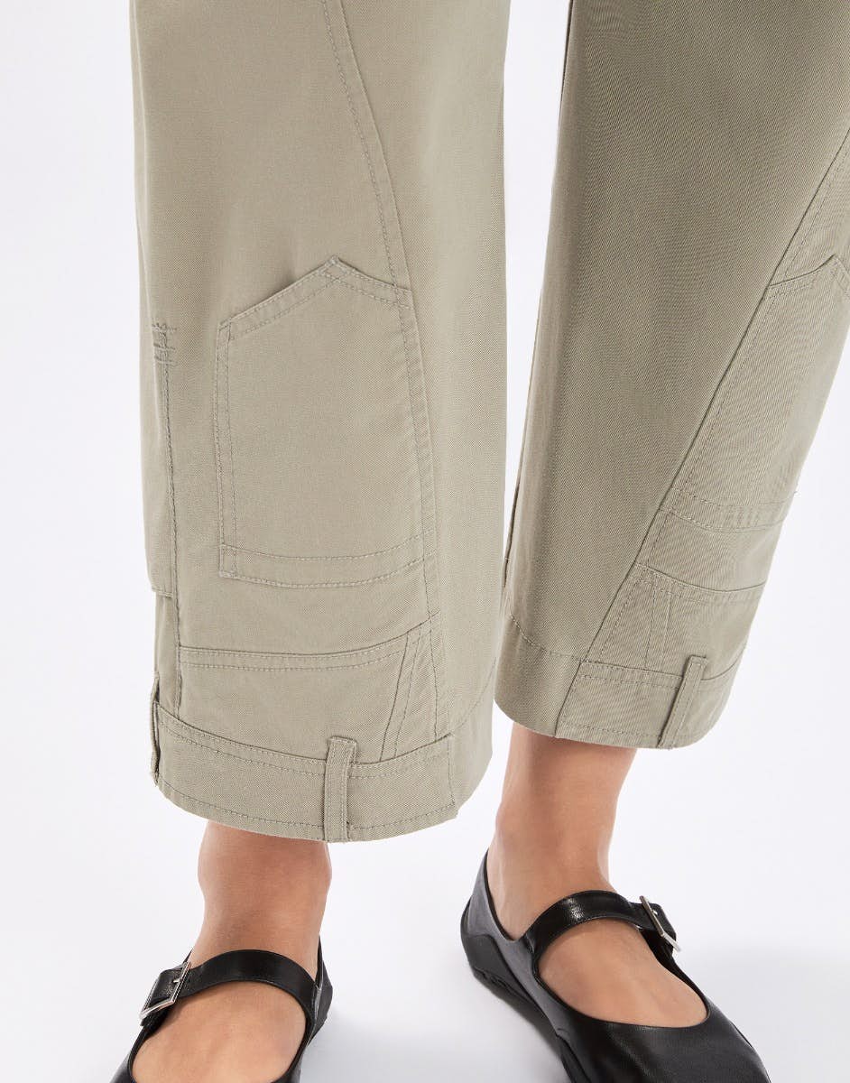 High Lola Light green straight-leg pants in cotton drill and lyocell Trousers