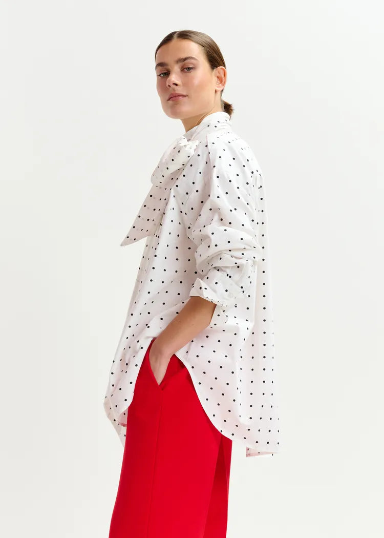 Essentiel Antwerp Pussy-Bow Polka Dot Shirt