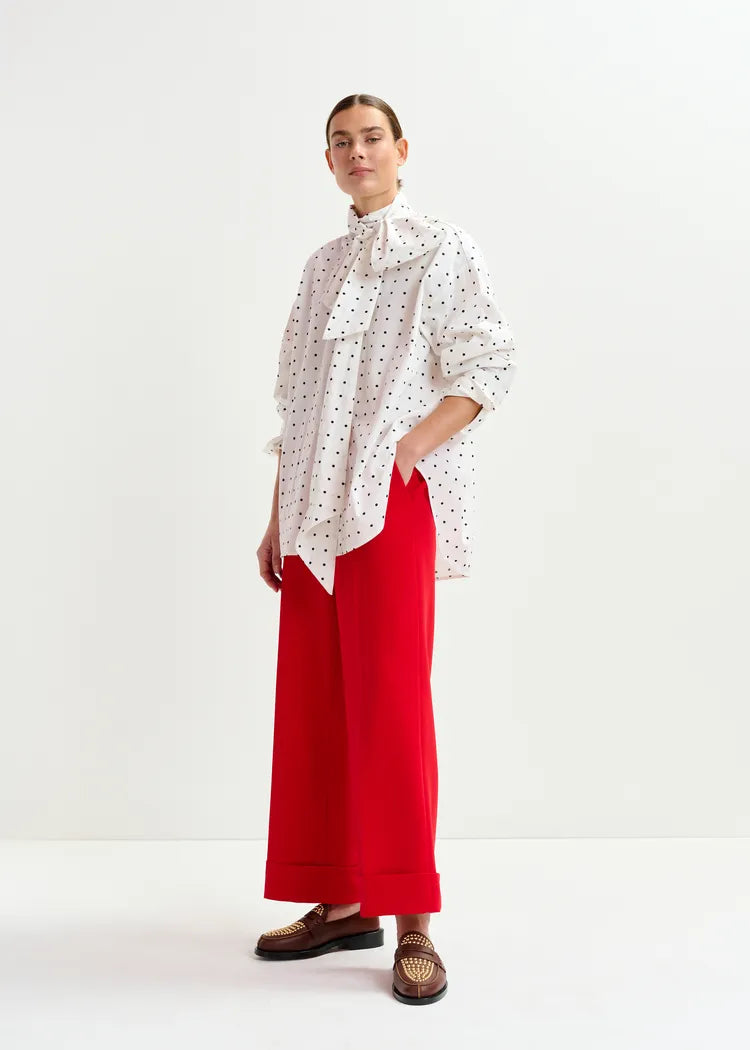 Essentiel Antwerp Pussy-Bow Polka Dot Shirt