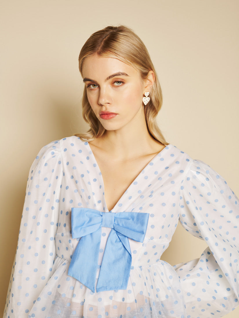Sister Jane Stipple Spot Bow Top