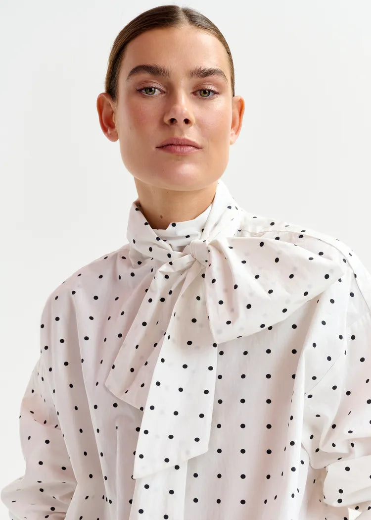 Essentiel Antwerp Pussy-Bow Polka Dot Shirt