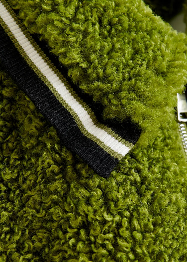 Essentiel Antwerp Iwill Olive Faux Fur Jacket