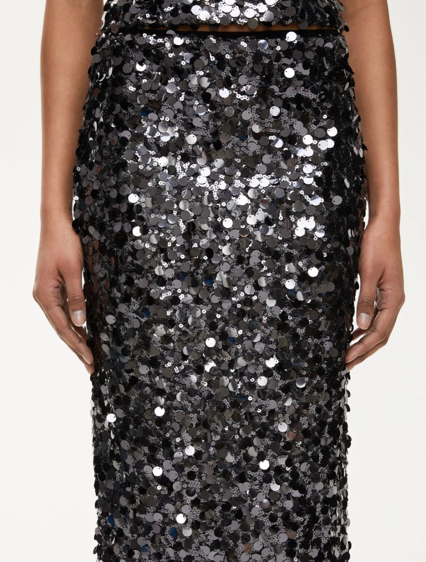 Iblues Attila Sequin Skirt in Barrel Grey