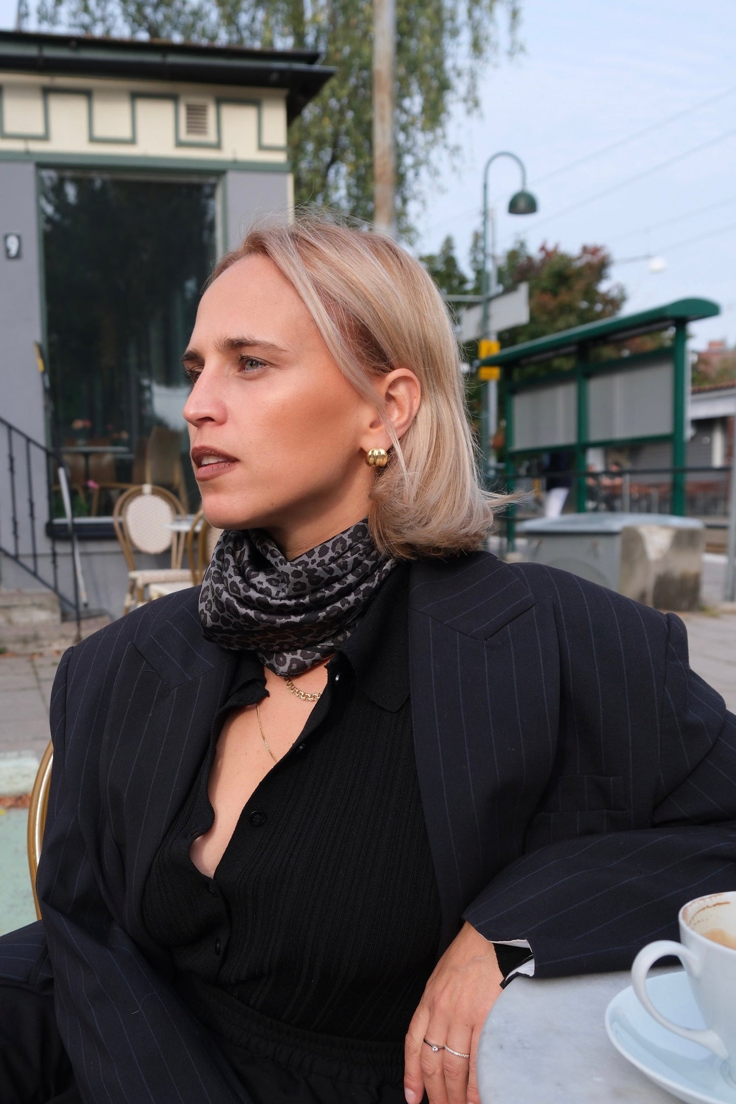 Lescarf Leo Grey Print Scarf