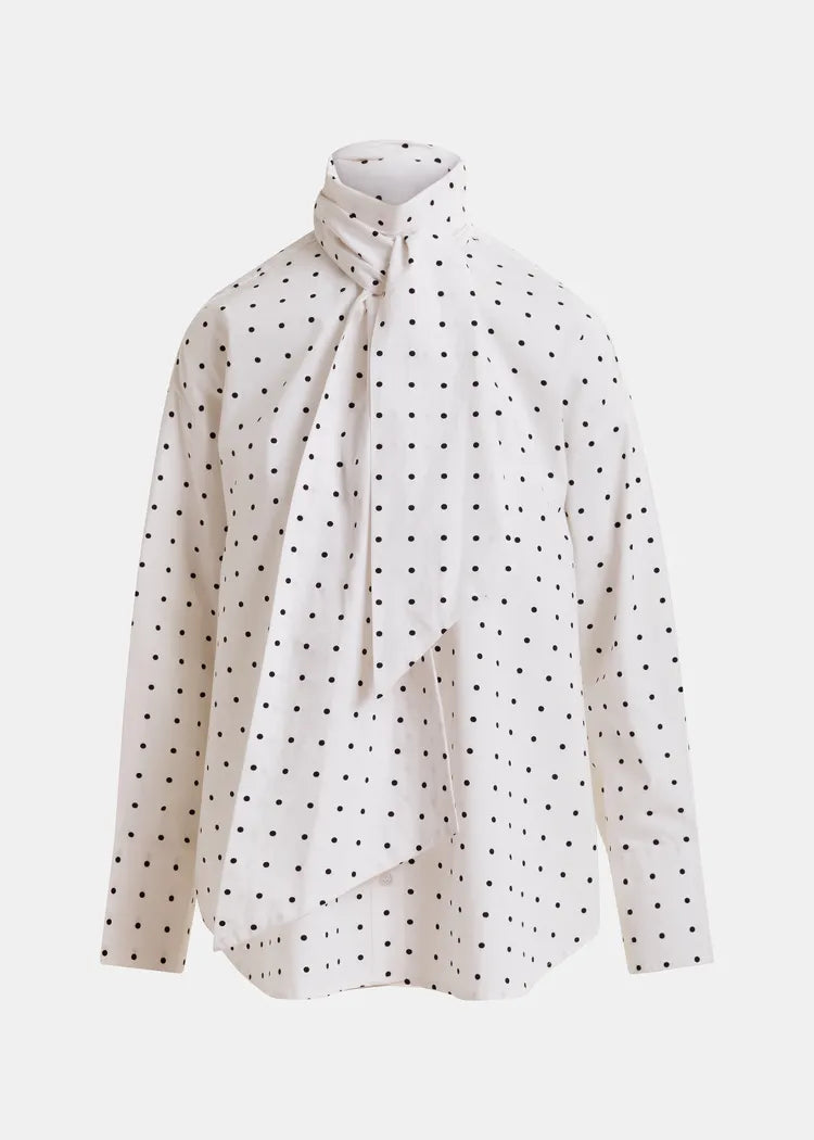 Essentiel Antwerp Pussy-Bow Polka Dot Shirt