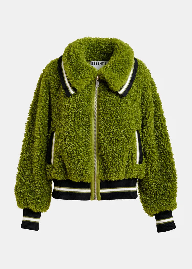 Essentiel Antwerp Iwill Olive Faux Fur Jacket