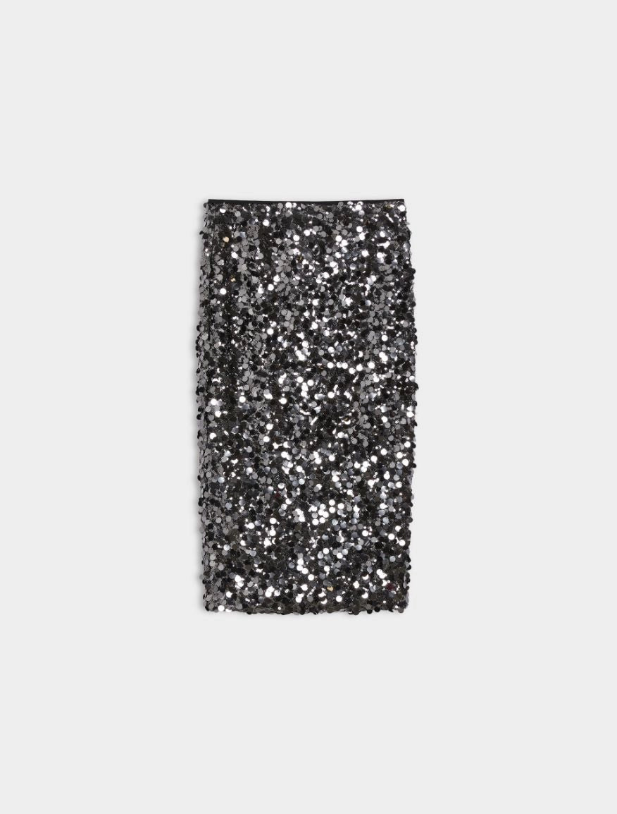 Iblues Attila Sequin Skirt in Barrel Grey