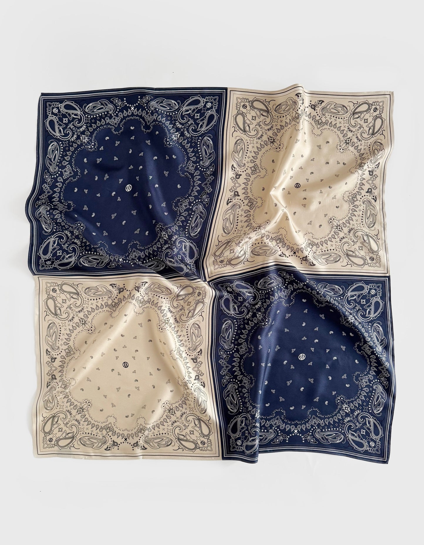 Lescarf Paisley quartet Navy Sand Scarf