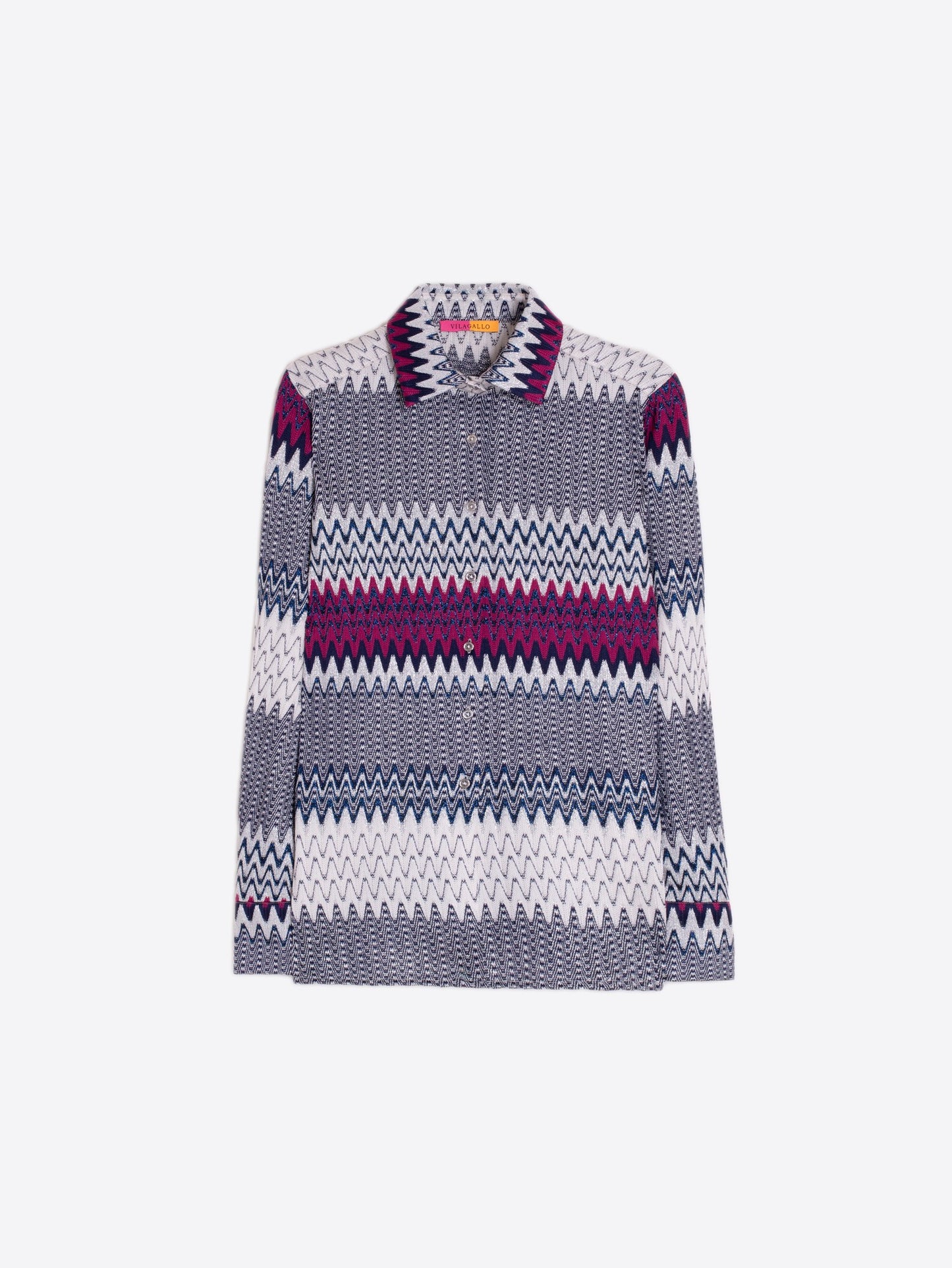 Vilagallo Navy Herringbone Lurux Jacquard Shirt