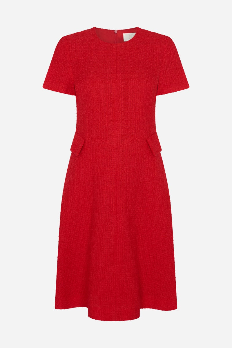 Solange Summer Tweed Shift Dress Red Tweed