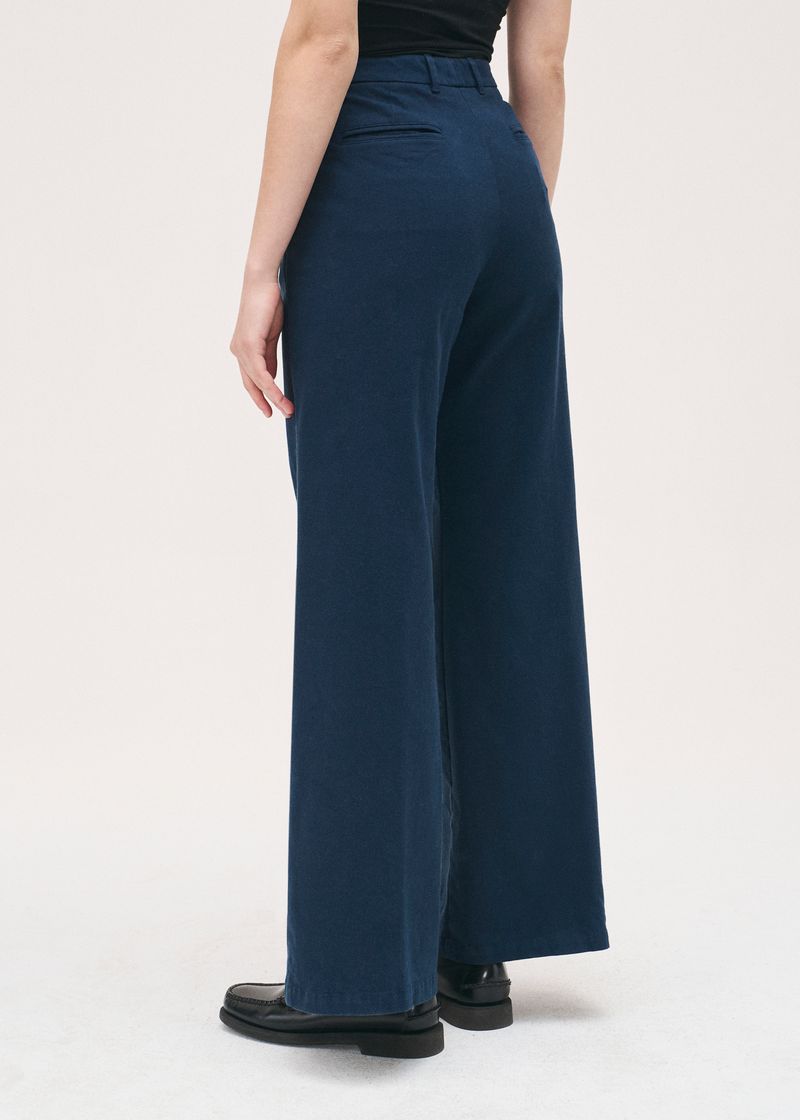 Rosso35 Navy Wide Leg Cotton Trouser