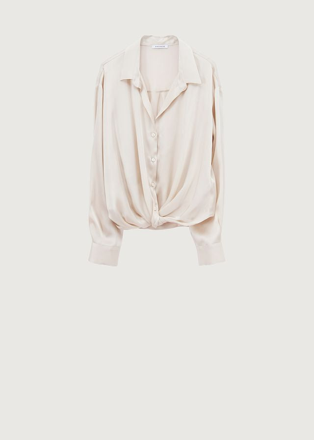 Rosso35 Silk Mix Blouse in Oatmeal
