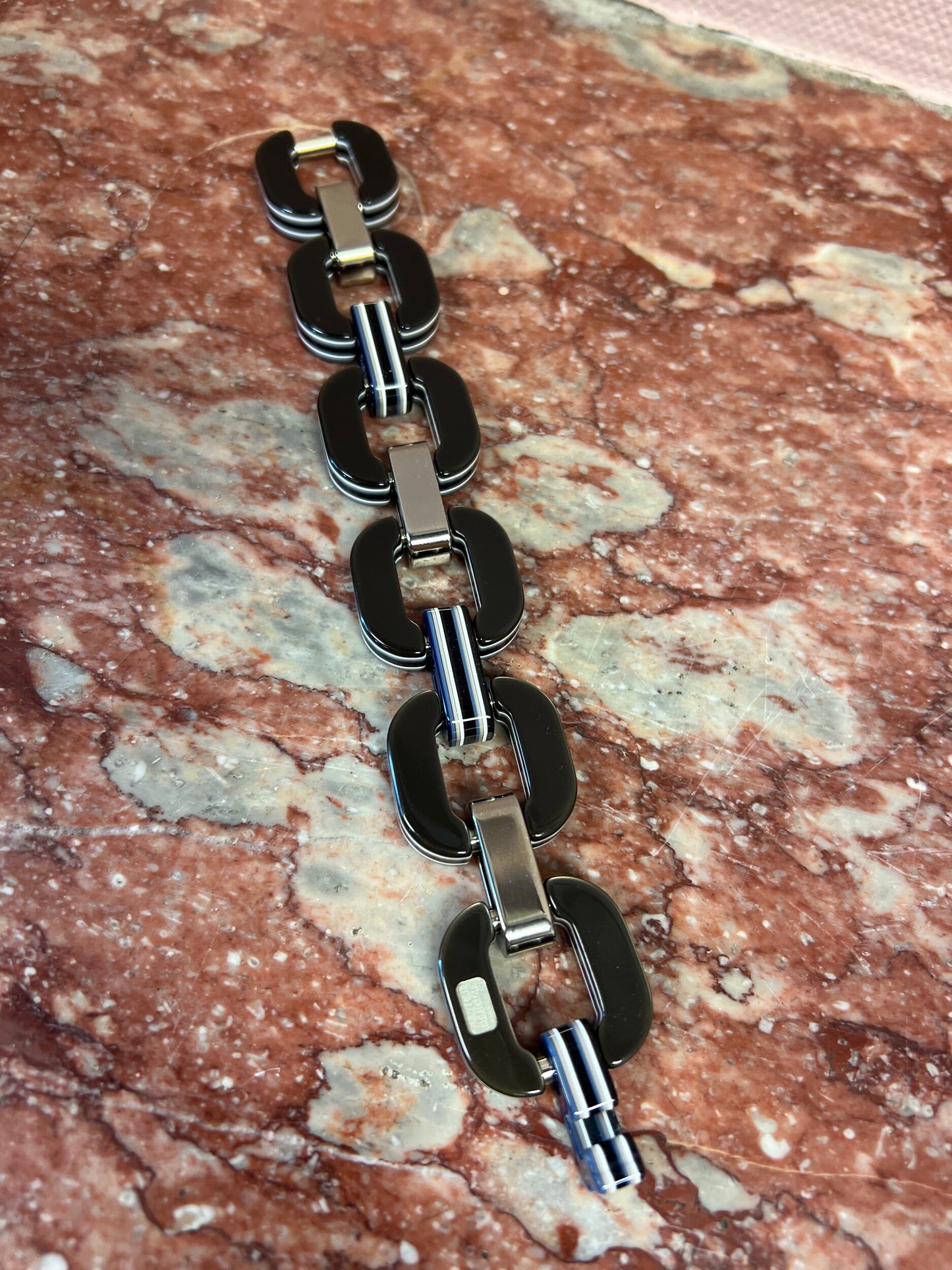 Navy and Pewter Double Sided Bracelet