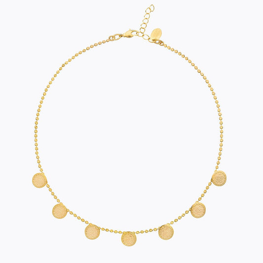 Multi Coin Necklace gold crystal