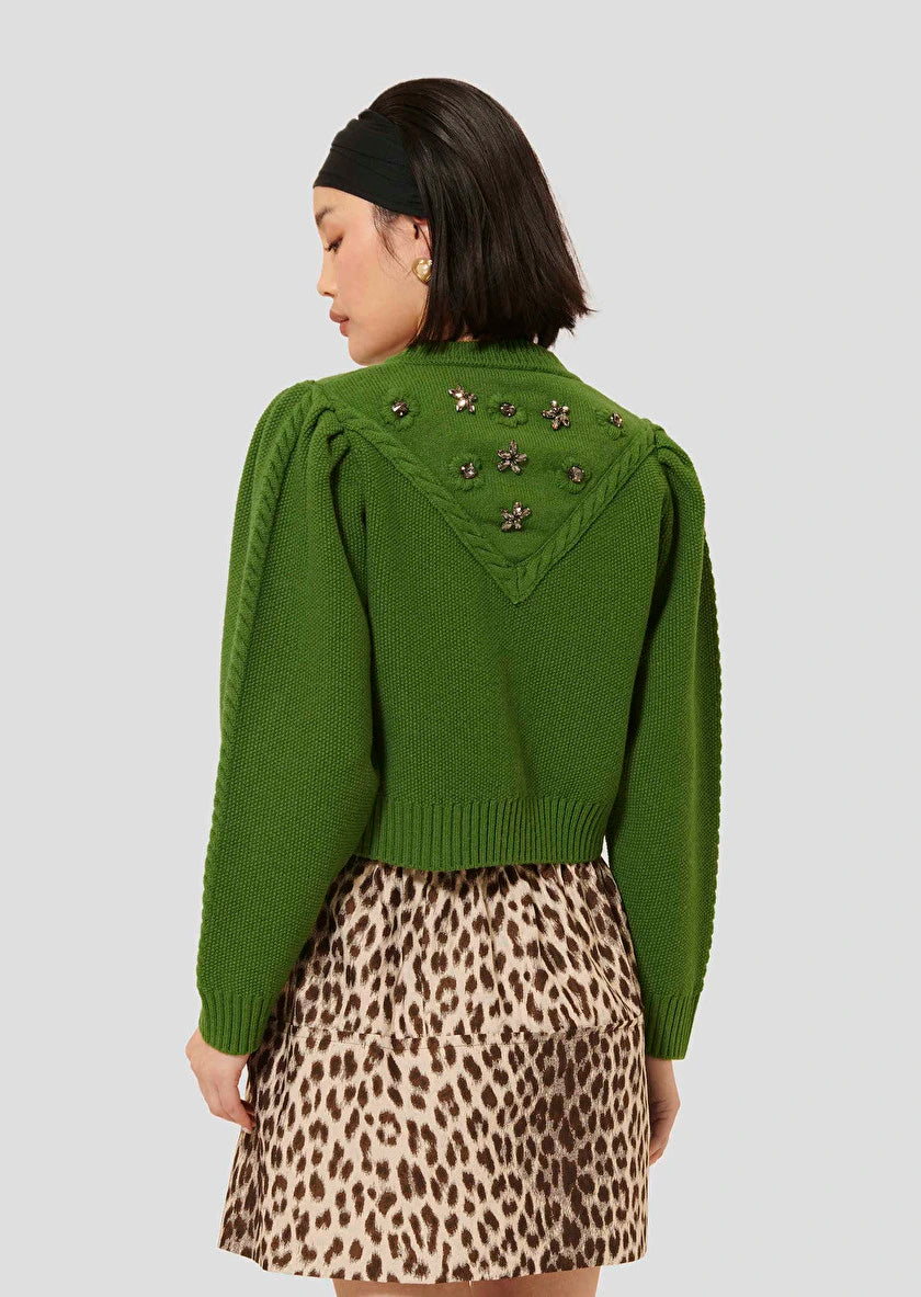 Gustave Cactus Green Merino Wool Cardigan