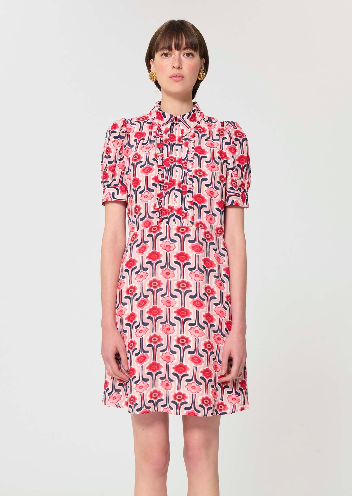 Tara Jarmon Ricci Dress Pale Pink Retro Print