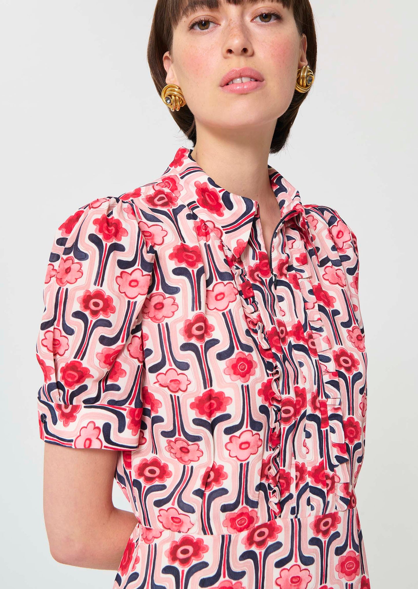 Tara Jarmon Ricci Dress Pale Pink Retro Print