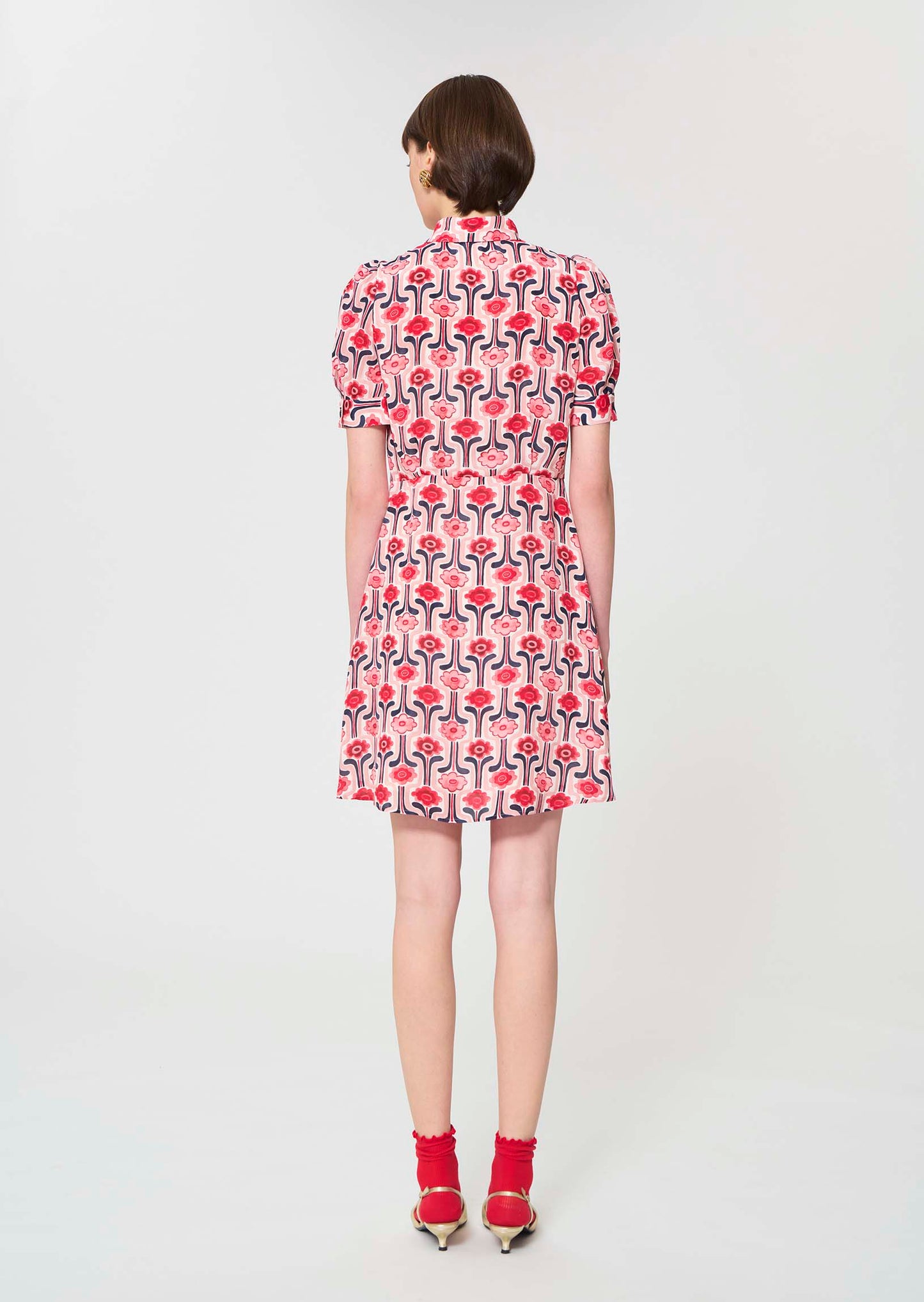 Tara Jarmon Ricci Dress Pale Pink Retro Print
