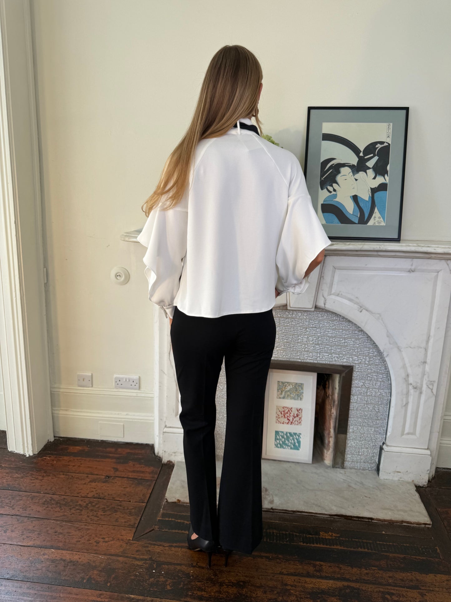 Kameya Cream Blouse with Frill Detail