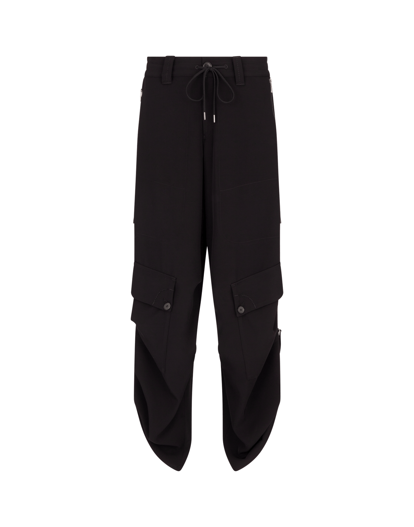 OUTGOING Parachute Pants in Black Tech Matte Satin