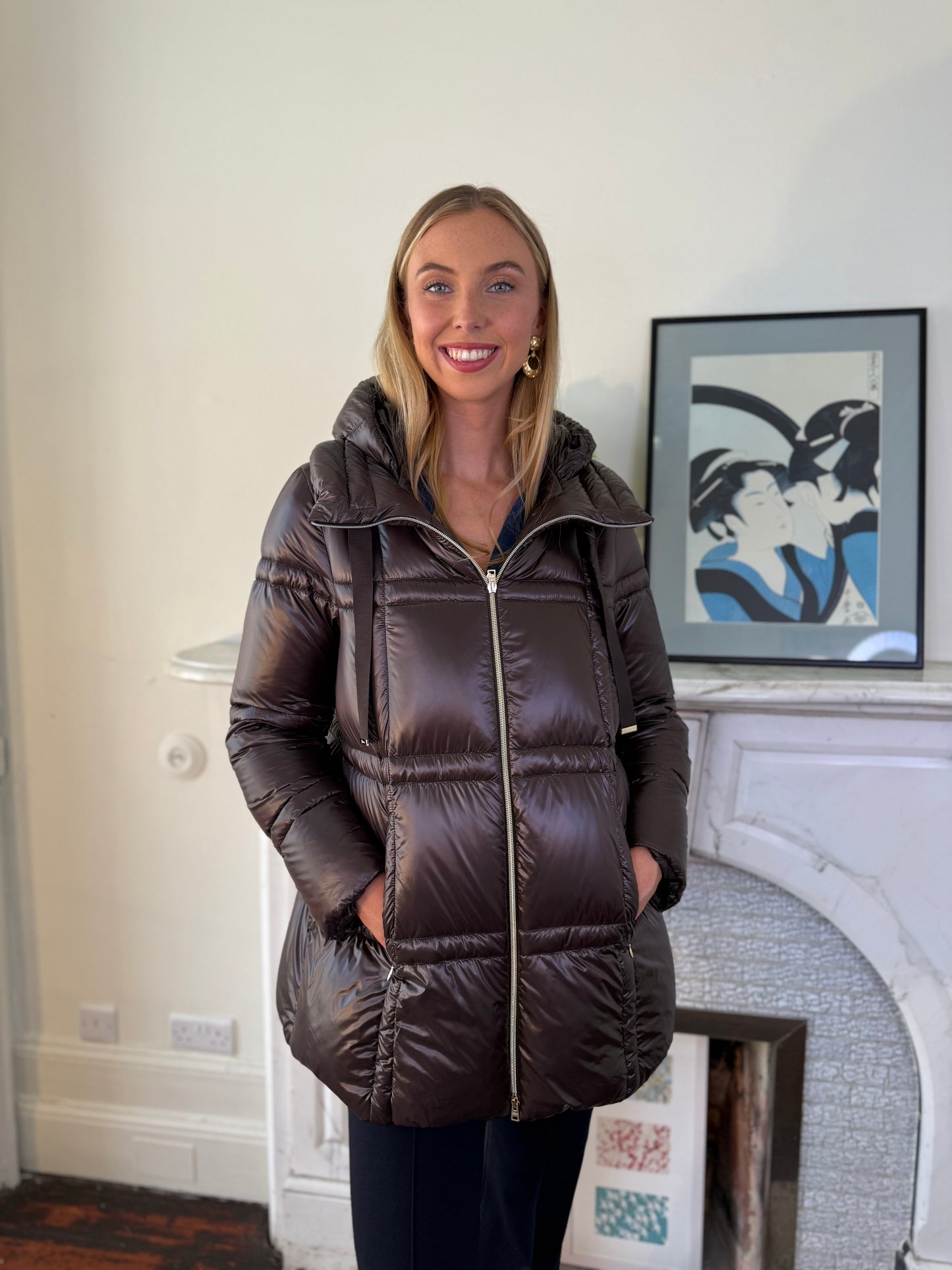 Herno Brown Quilted Jacket with Hood