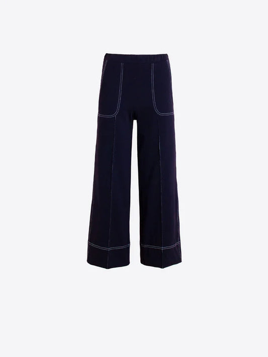 Vilagallo Wide Leg Navy Trousers