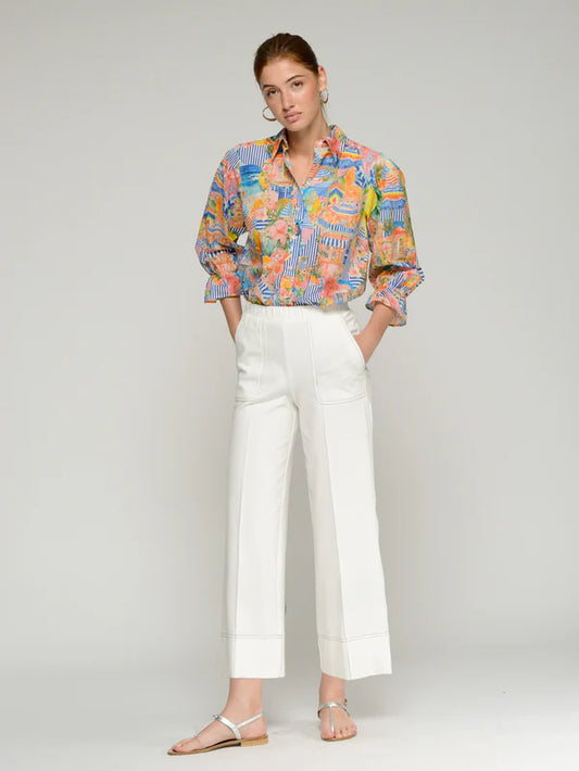 Vilagallo Wide-Legged White Trousers